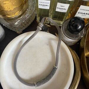 VTG Bruce Cabot Choker Necklace Magnetic Clasp Silver Tone Aloy 16"